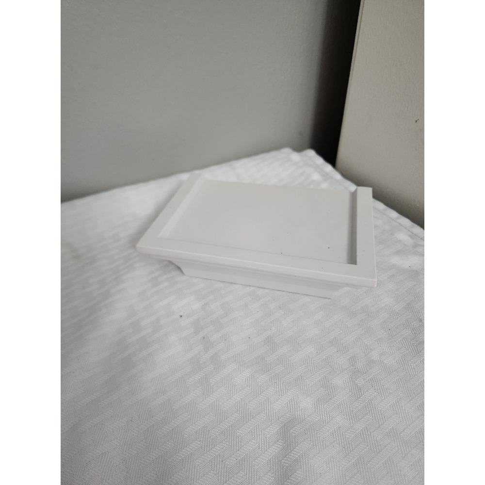 Small White Floating Wall Shelf Recessed Display Ledge with Keyhole Hangers